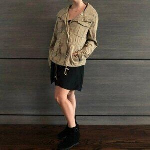 Old Navy Cargo Zip Up Bomber Jacket Tan Medium